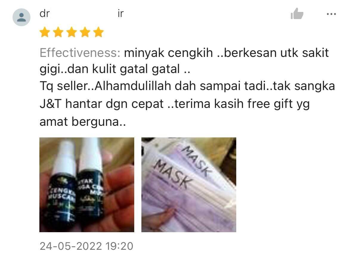 testimoni minyak bunga cengkih shopee 16