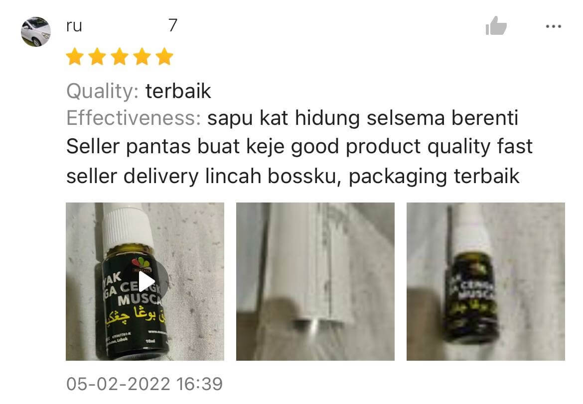 testimoni minyak bunga cengkih shopee 2